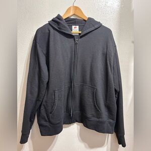 Hanes Zip Up Hoodie — Black Fleece Sweatshirt — Women’s 2XL
